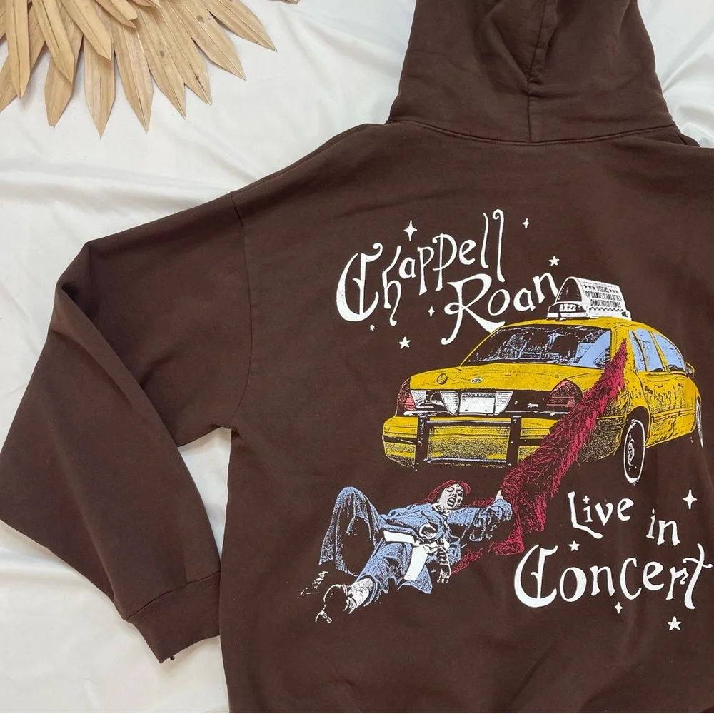 Chappell Roan The Subway Live in Concert Taxi Cab Chocolate Brown Hoodie Large